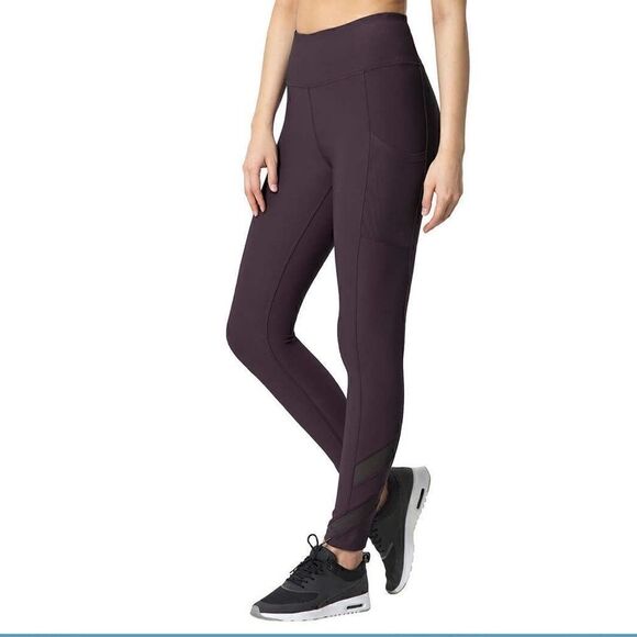 MONDETTA Women Ladies Active Workout Leisure Leggings w/ Mesh pockets - Burgundy - Picture 2 of 6